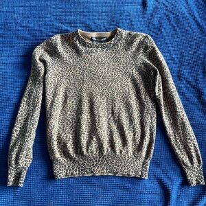 Nina Leonard Wool Cheetah Print Sweater